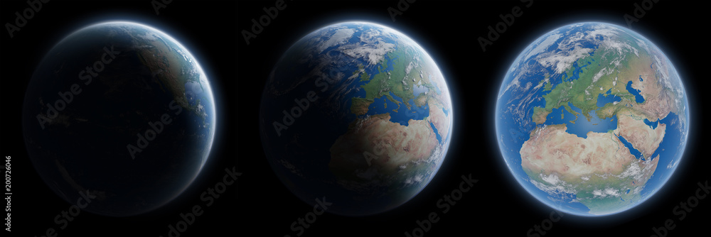 美国国家航空航天局提供的太空收集中蓝色行星地球的3D渲染元素