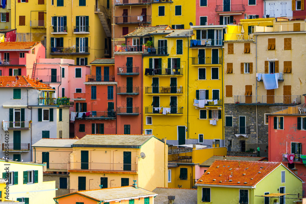 意大利五渔村马纳罗拉的彩色房屋
