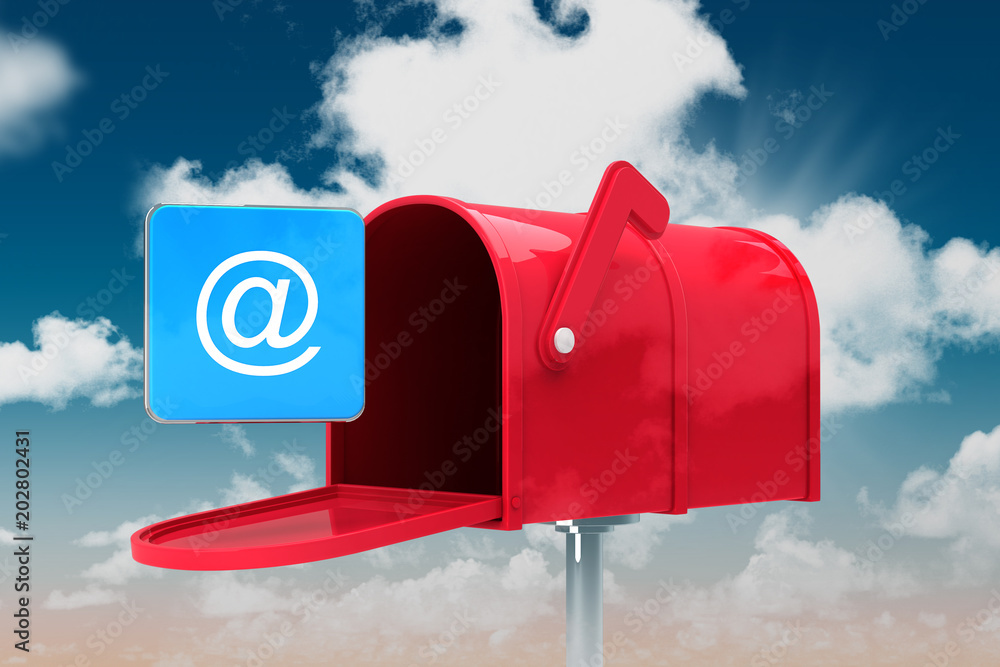 蓝天下的红色邮箱