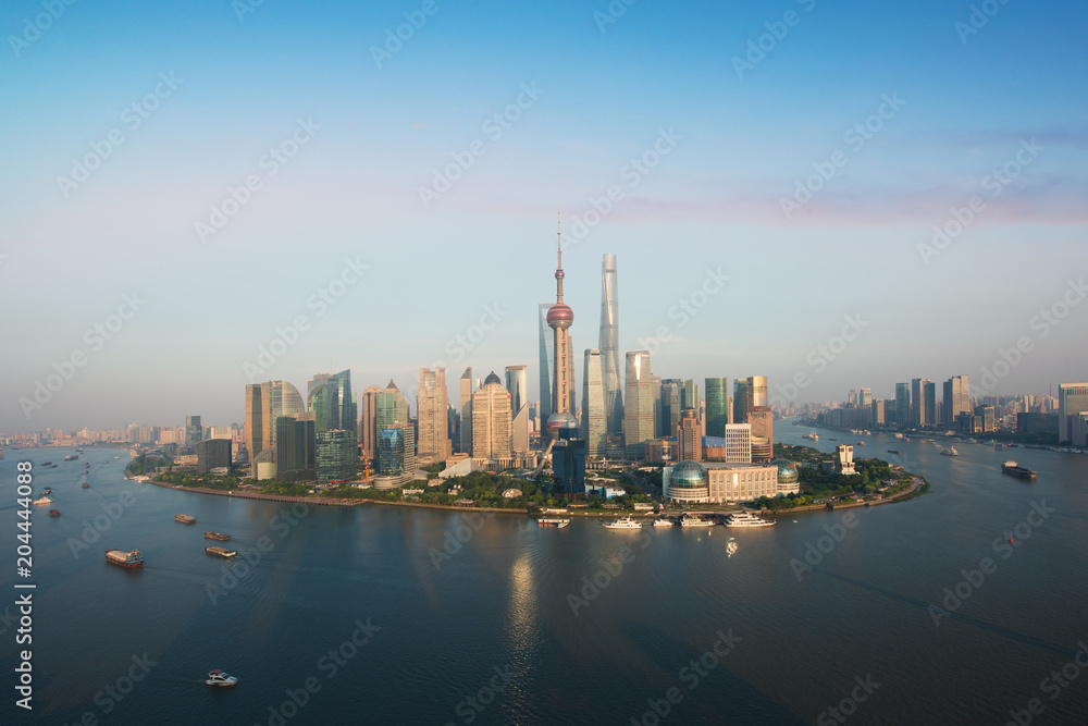上海天际线城市景观，上海陆家嘴金融商务区贸易区天际线，Sh