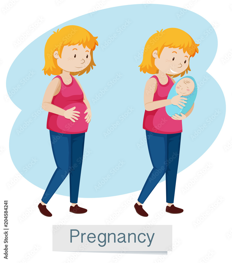 白色背景下的孕妇和婴儿