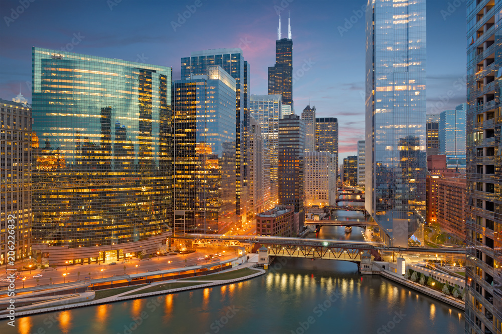 美国伊利诺伊州芝加哥城市景观