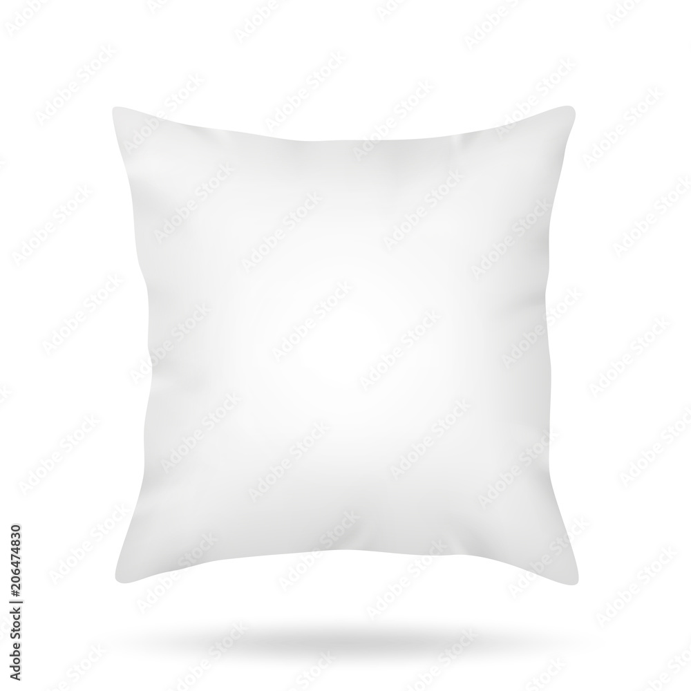 白色背景下隔离的空白枕头