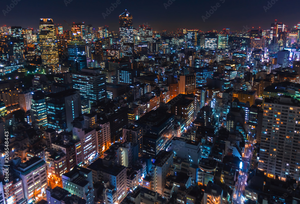 日本东京都南户市夜景鸟瞰图