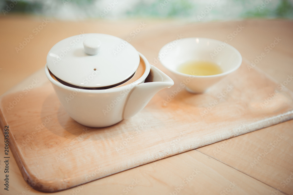 日本森茶茶叶。带复制空间的俯视图