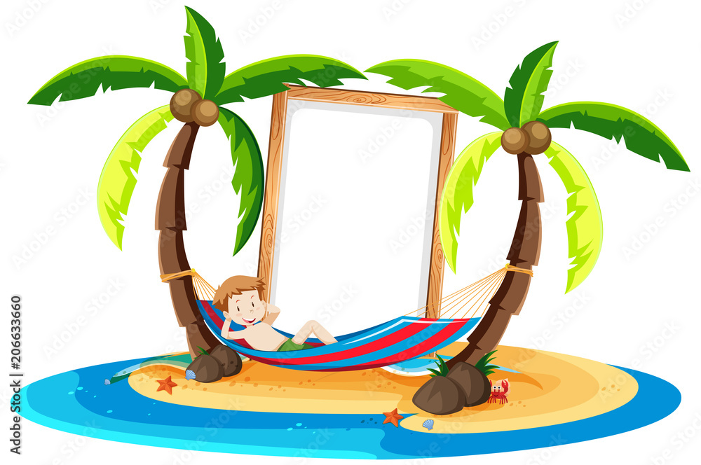 一个男孩在椰子树下休息