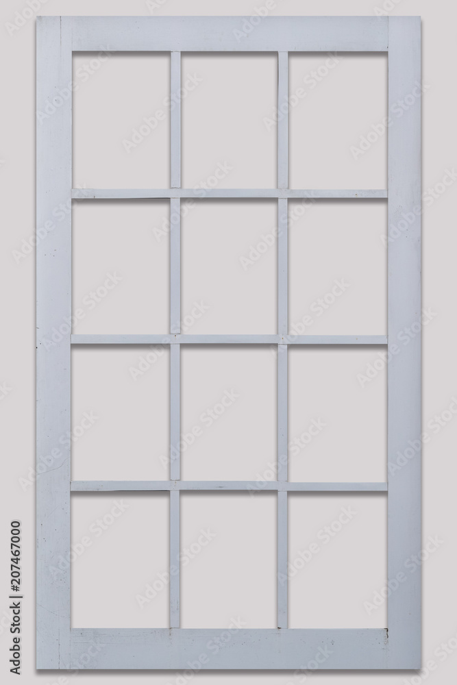 White wood window frame isolated on white