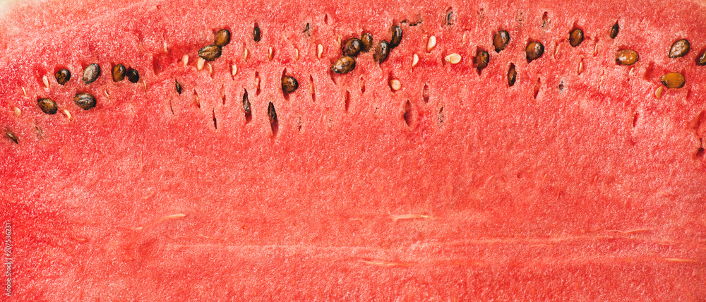 多汁的成熟西瓜质地。成熟多汁的夏季水果西瓜质地，壁纸和背景，