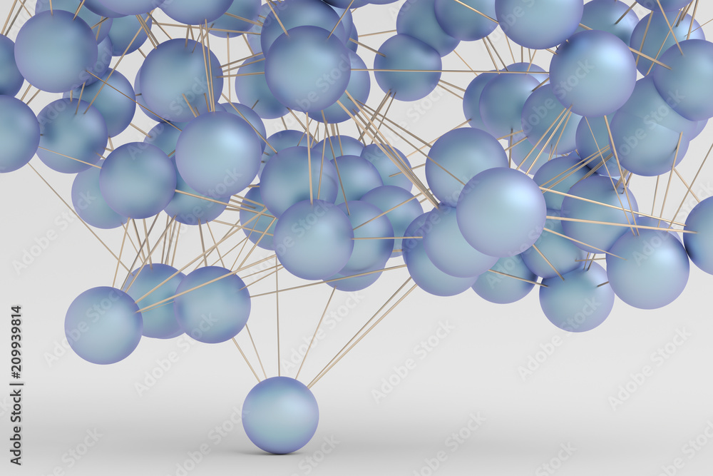 球体现代背景的抽象三维渲染。未来主义的形状，网络概念。设计f