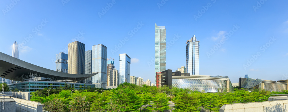 深圳美丽的现代城市商业建筑全景