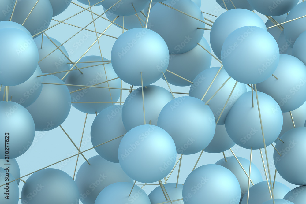 用球体抽象三维渲染现代背景。未来的形状，网络概念。设计f
