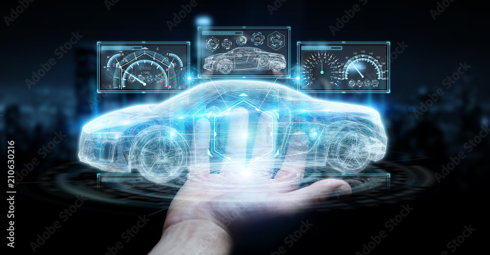 商人使用现代智能汽车界面3D渲染
