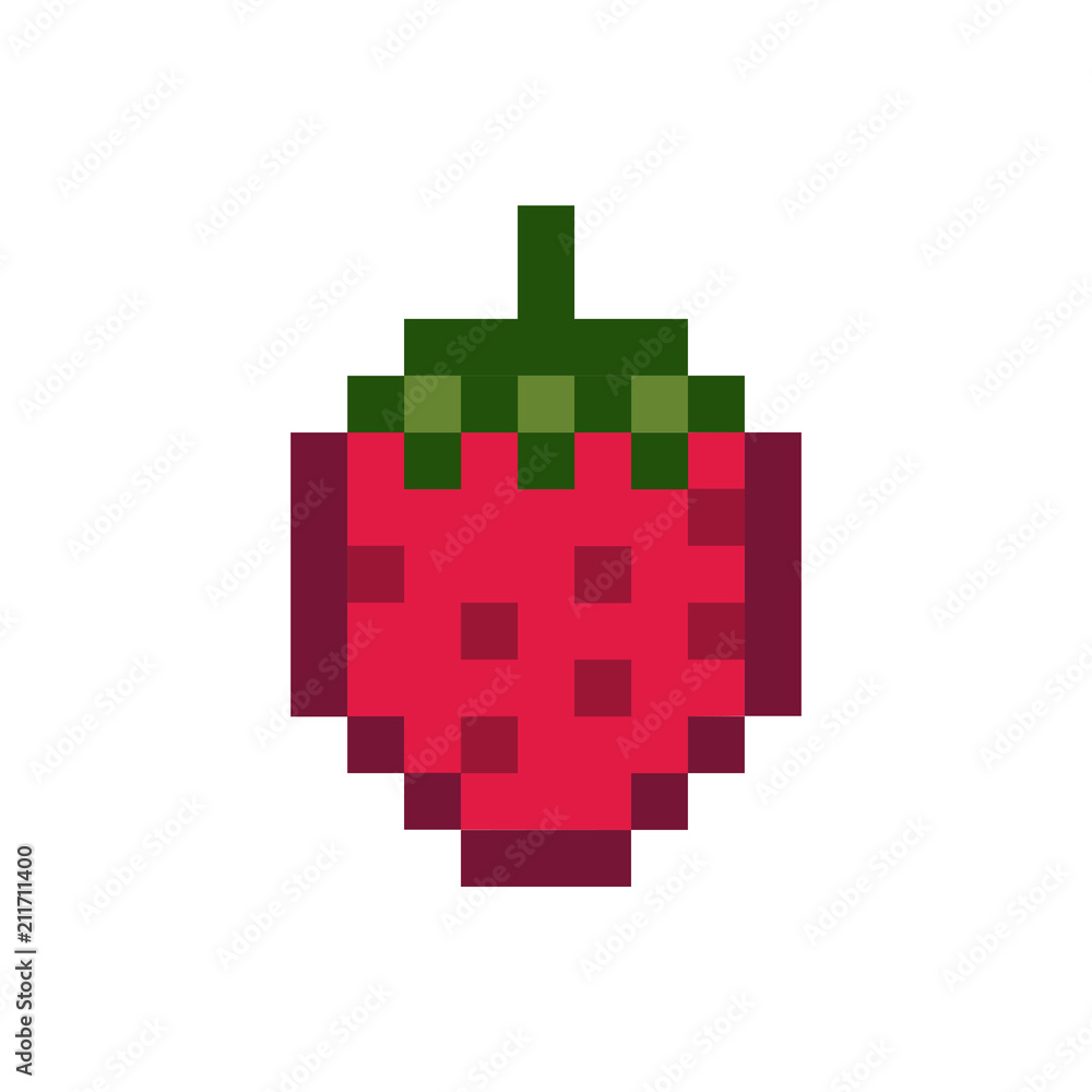 草莓像素化水果图案