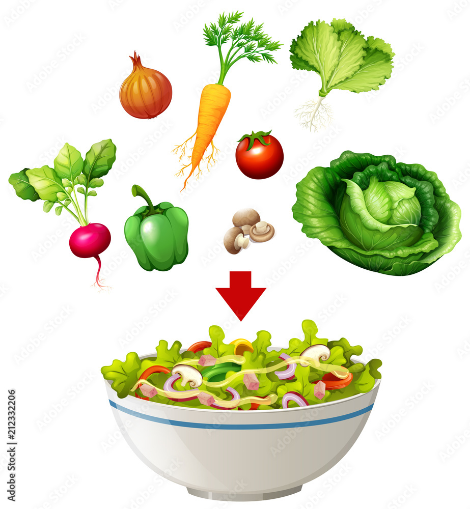Variety of salad in a bowl