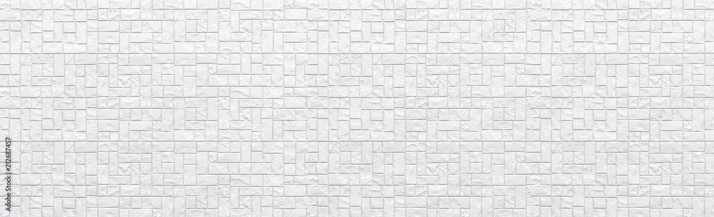 现代白色石砖墙面图案及背景全景