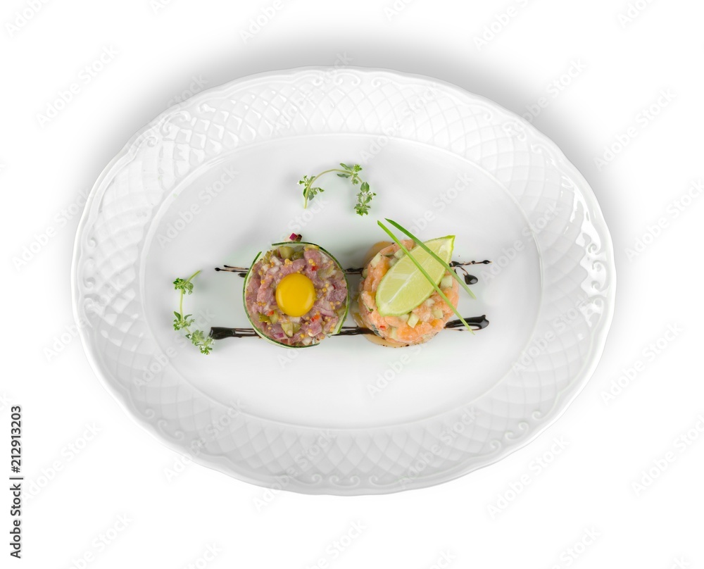 Appetizer on the White Plate Isolated