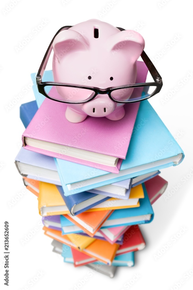 书上有眼镜的小猪银行