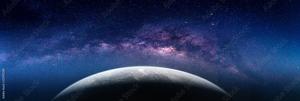 银河系的景观。从银河系的太空看地球。（这幅图像的元素）