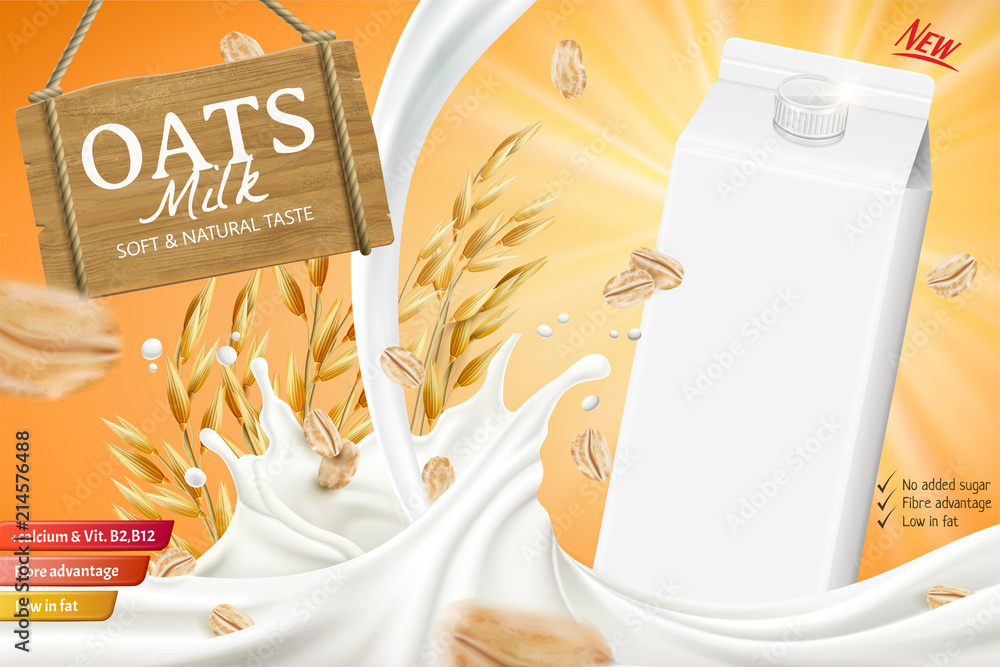 Oats milk ads with swirling liquid