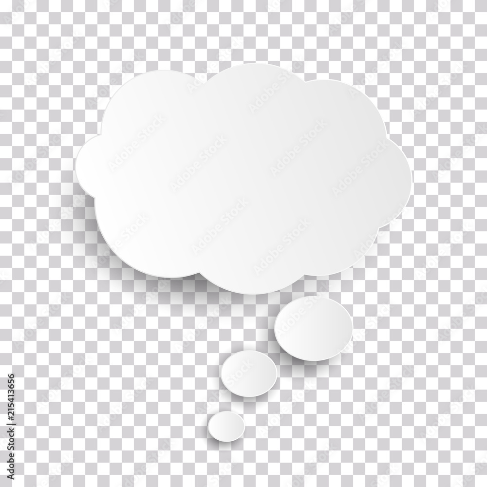 云图标，透明格子背景上的白色思想气泡，用于信息图形设计