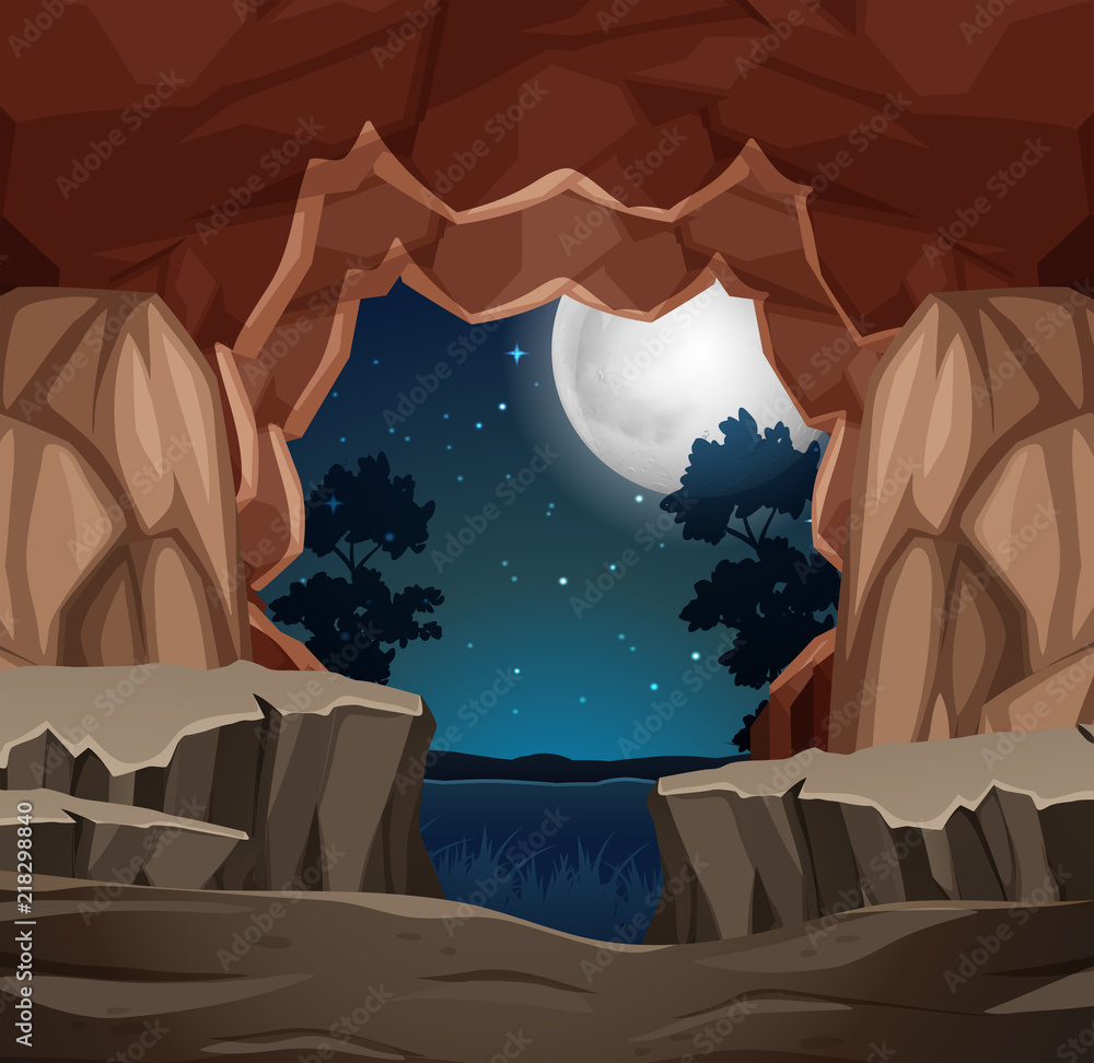 洞穴夜景入口