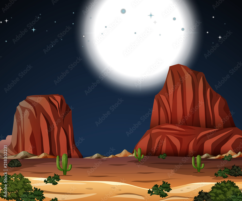 沙漠满月之夜