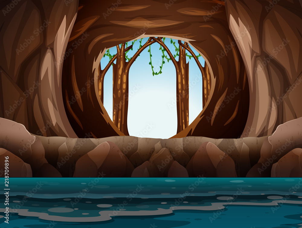 有入口和水的洞穴