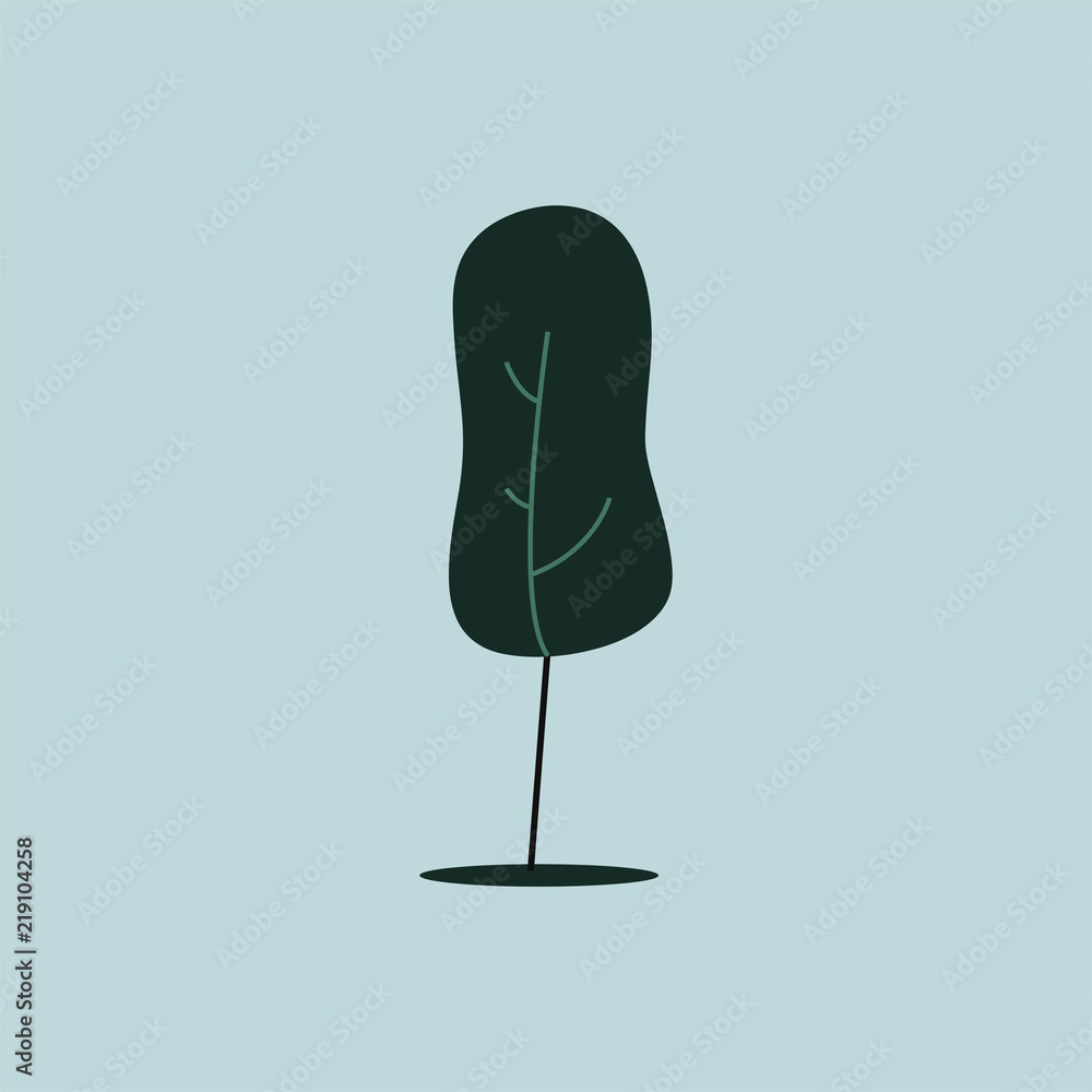 带绿叶的孤立树插图