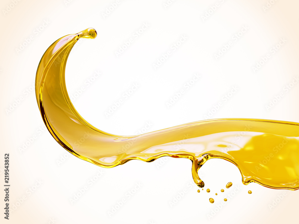 橄榄油或发动机机油飞溅物隔离在白色背景上。