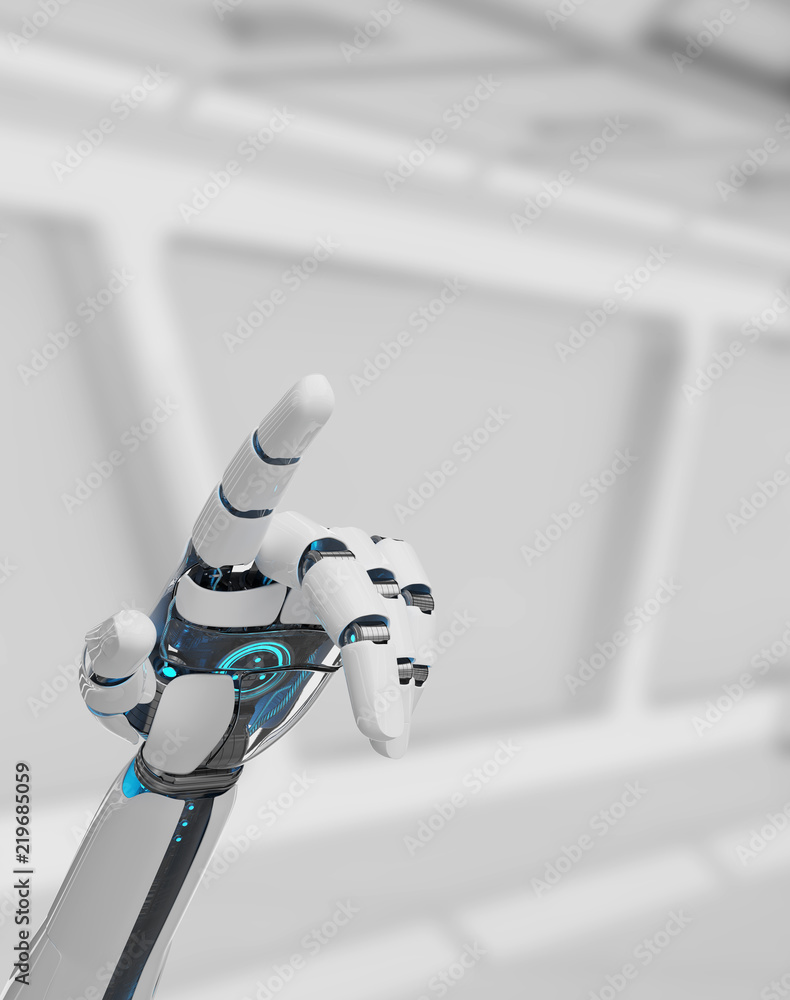 白色半机器人手指3D渲染