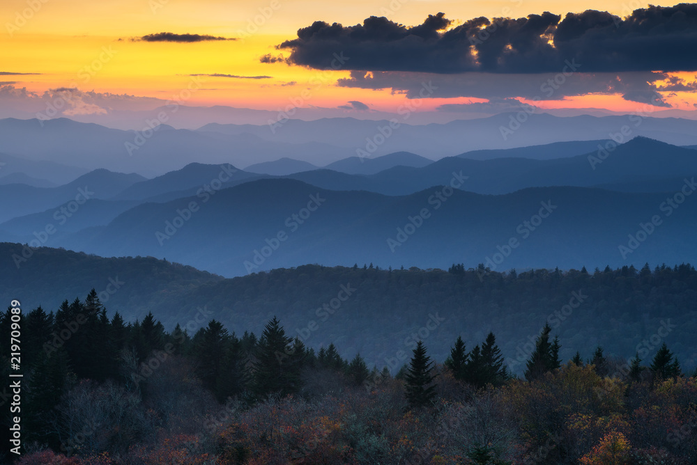 Blue Ridge Mountains scenic sunset