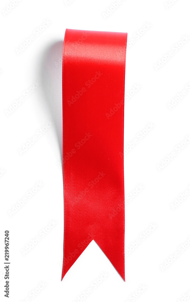 红丝带书签隔离在白色上
