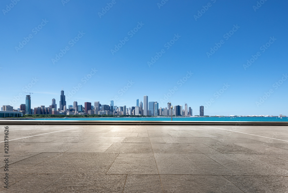 芝加哥现代城市景观的空地