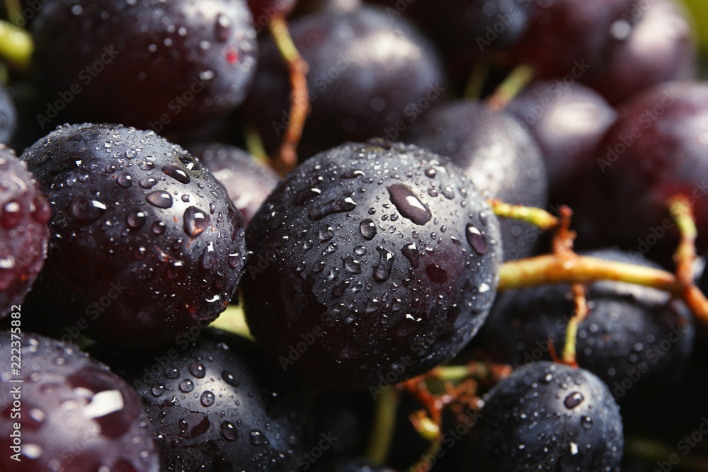 新鲜成熟多汁葡萄作为背景，特写