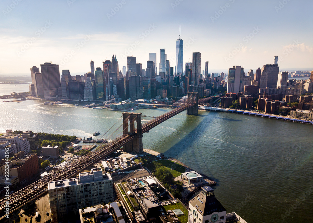 曼哈顿大桥纽约市鸟瞰图