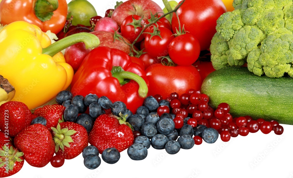什锦农产品-甜椒、苹果、浆果、蓝莓