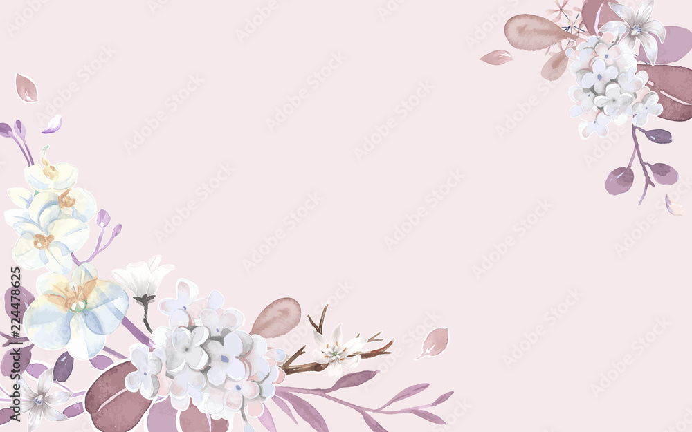 粉色和花卉主题贺卡