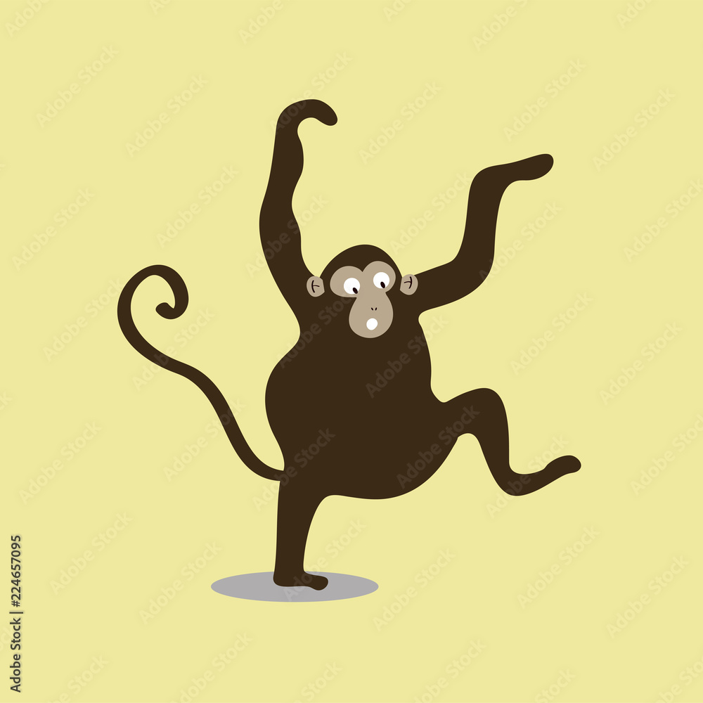 可爱的野生猴子卡通插图