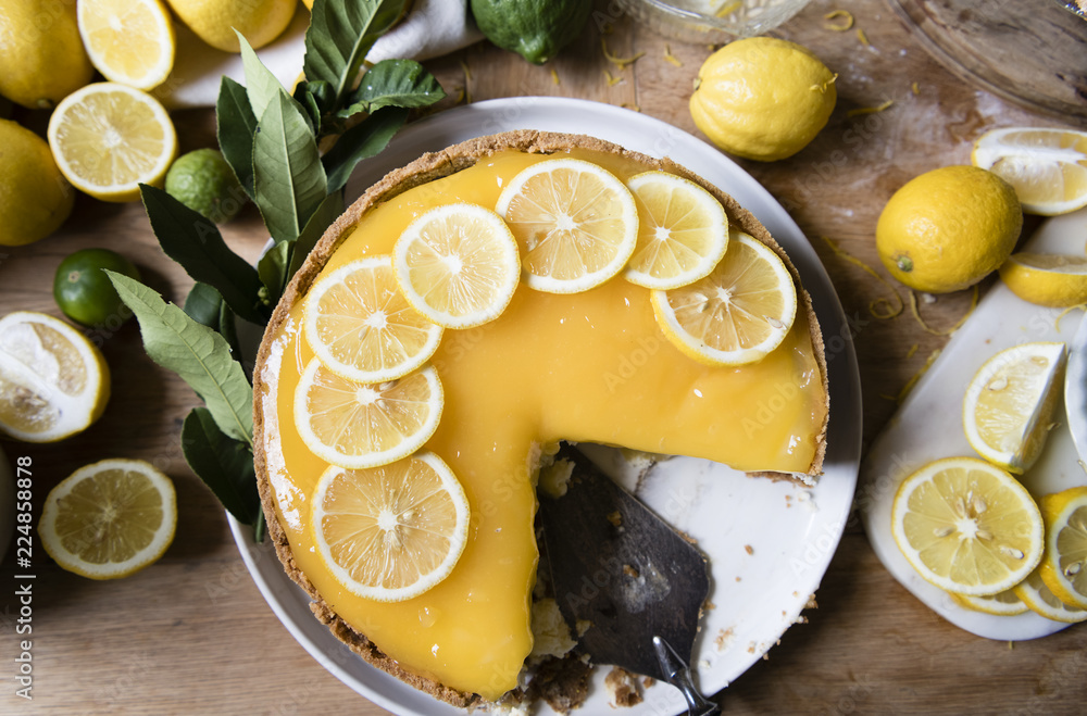 柠檬芝士蛋糕美食摄影食谱创意