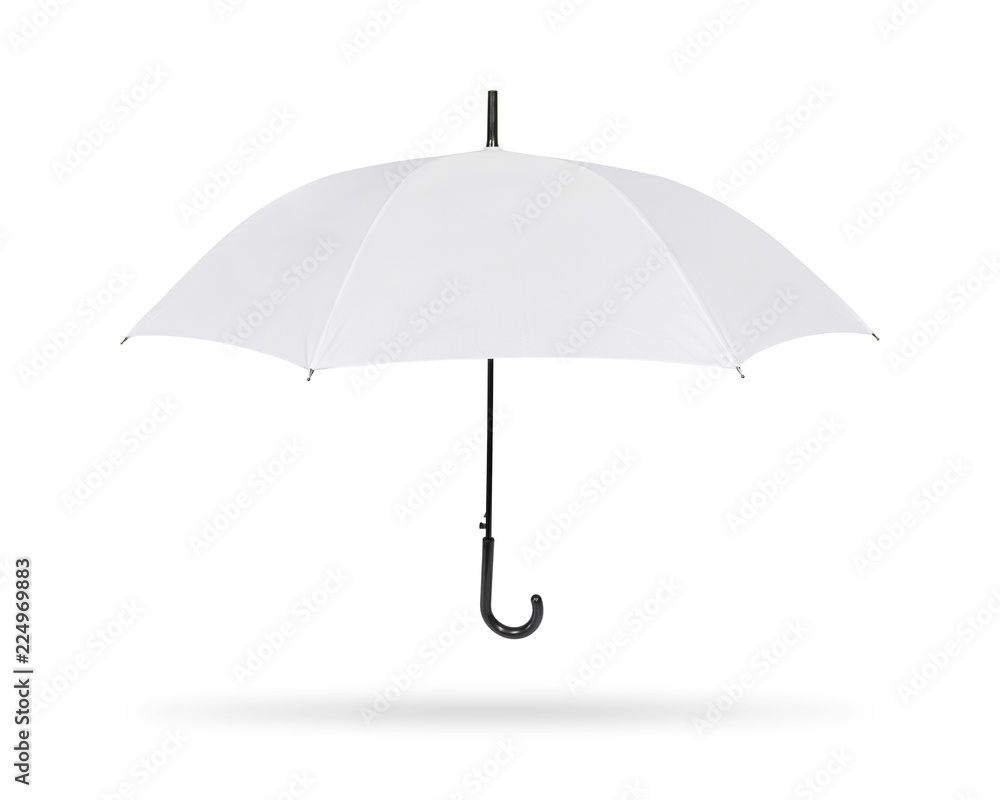 白色背景上隔离的空白伞。便携式遮阳伞，用于防晒和防雨。剪裁
