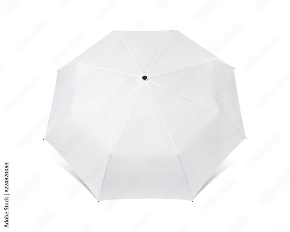 白色背景上隔离的空白雨伞。遮阳防雨的便携式遮阳伞。剪裁