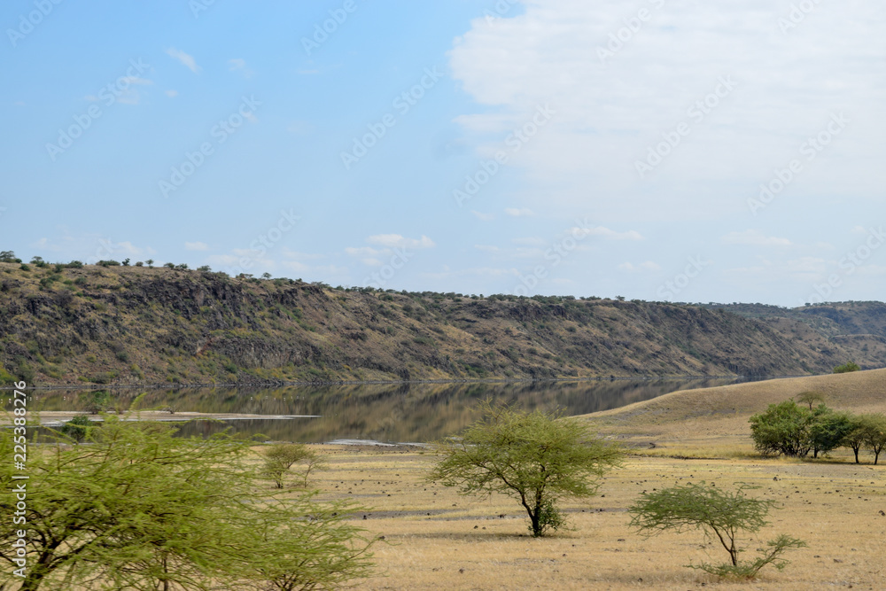 肯尼亚裂谷马加迪湖的干旱景观