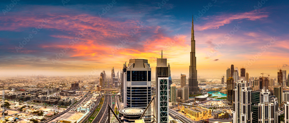 迪拜市中心鸟瞰图