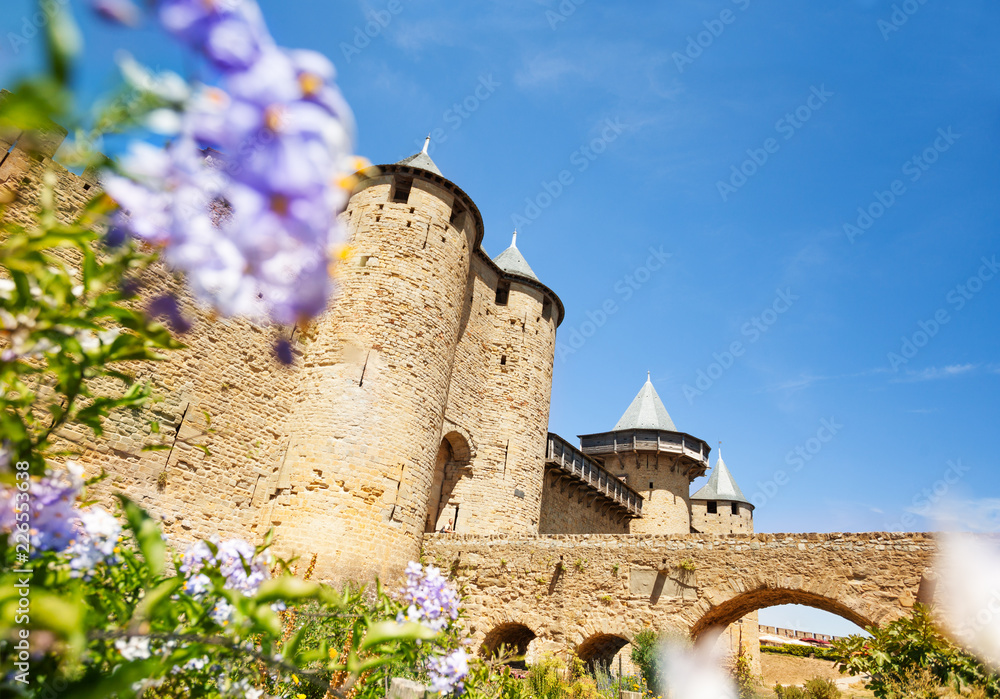 法国卡尔卡松美丽的伯爵城堡