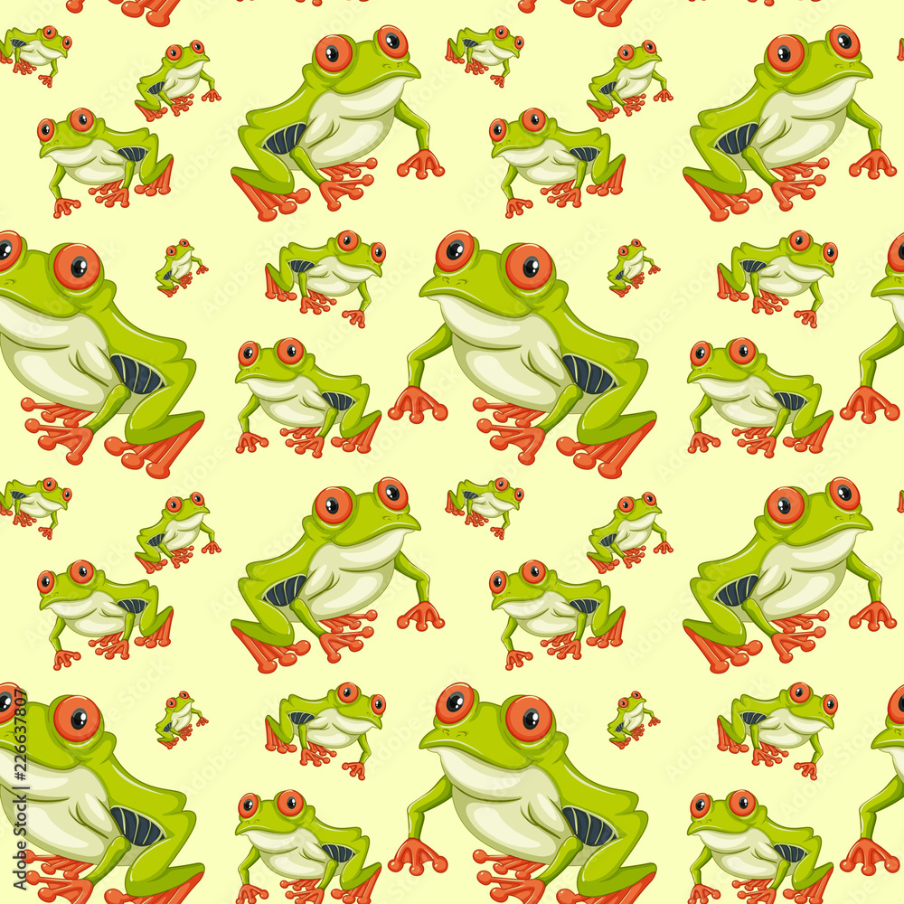 红眼树蛙无缝图案