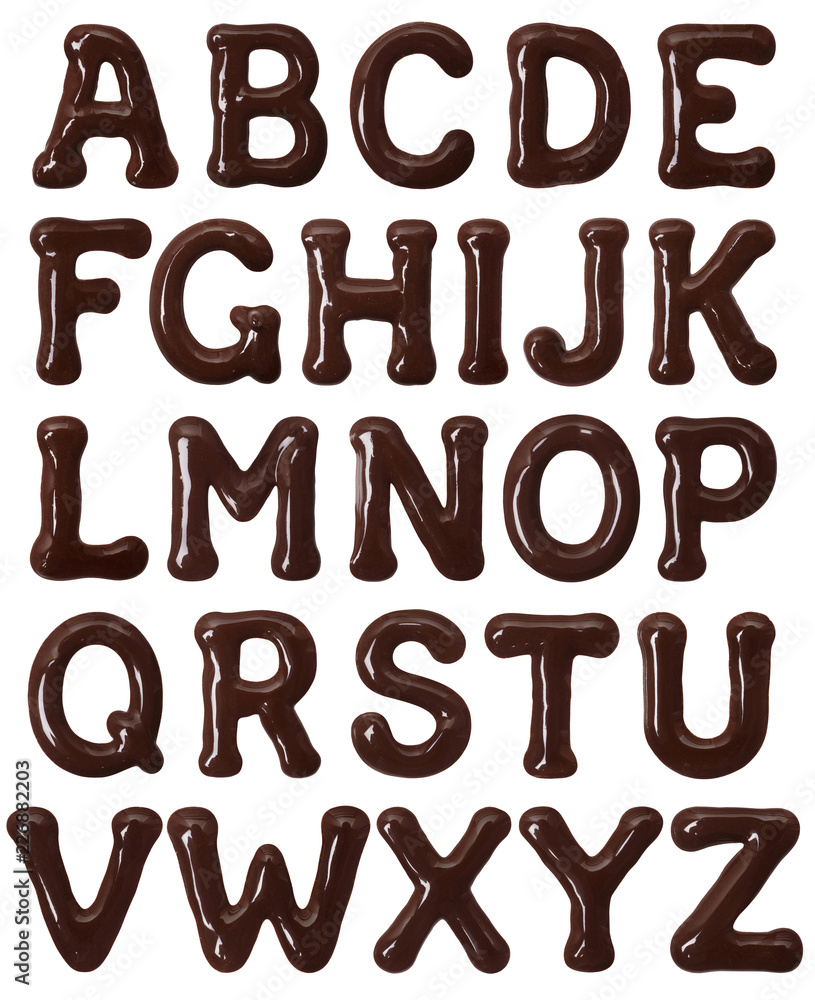 由高分辨率融化的巧克力制成的拉丁字母表（第1部分。字母）