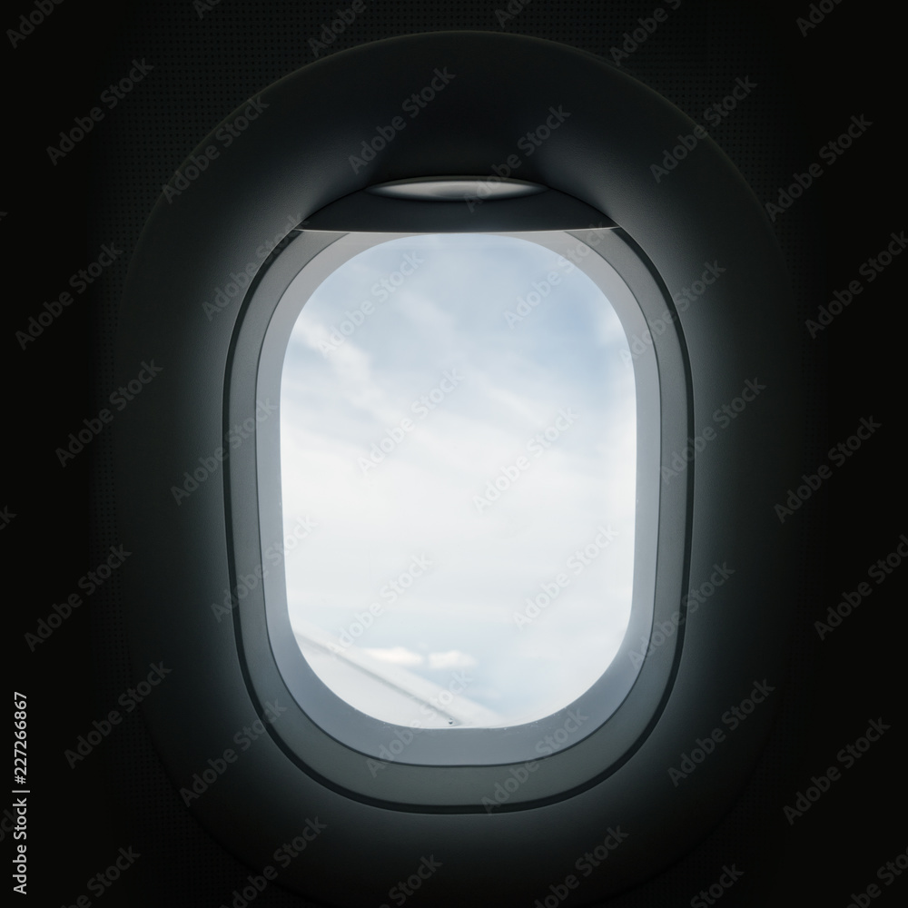 透过飞机窗户观察舷窗