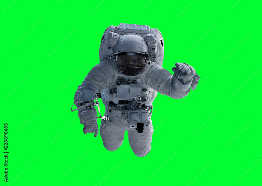 宇航员被隔离在美国国家航空航天局提供的这张图像的绿色背景3D渲染元素上