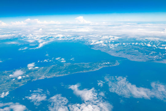 飛行機からの風景　淡路島
