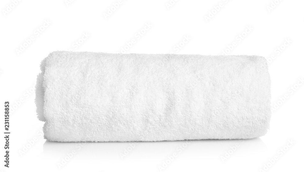 白色背景的干净卷毛巾